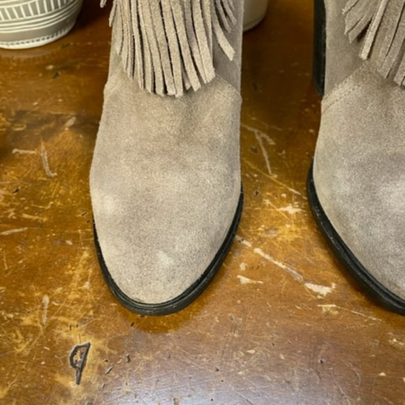 Joie Grey Suede Fringe Booties - Size 36 1/2 - US 6 - Picture 13 of 13